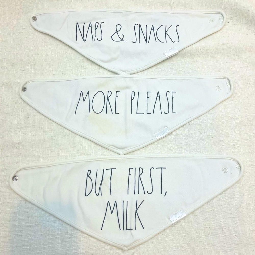 Rae Dunn 3 PC baby bibs preloved 💕